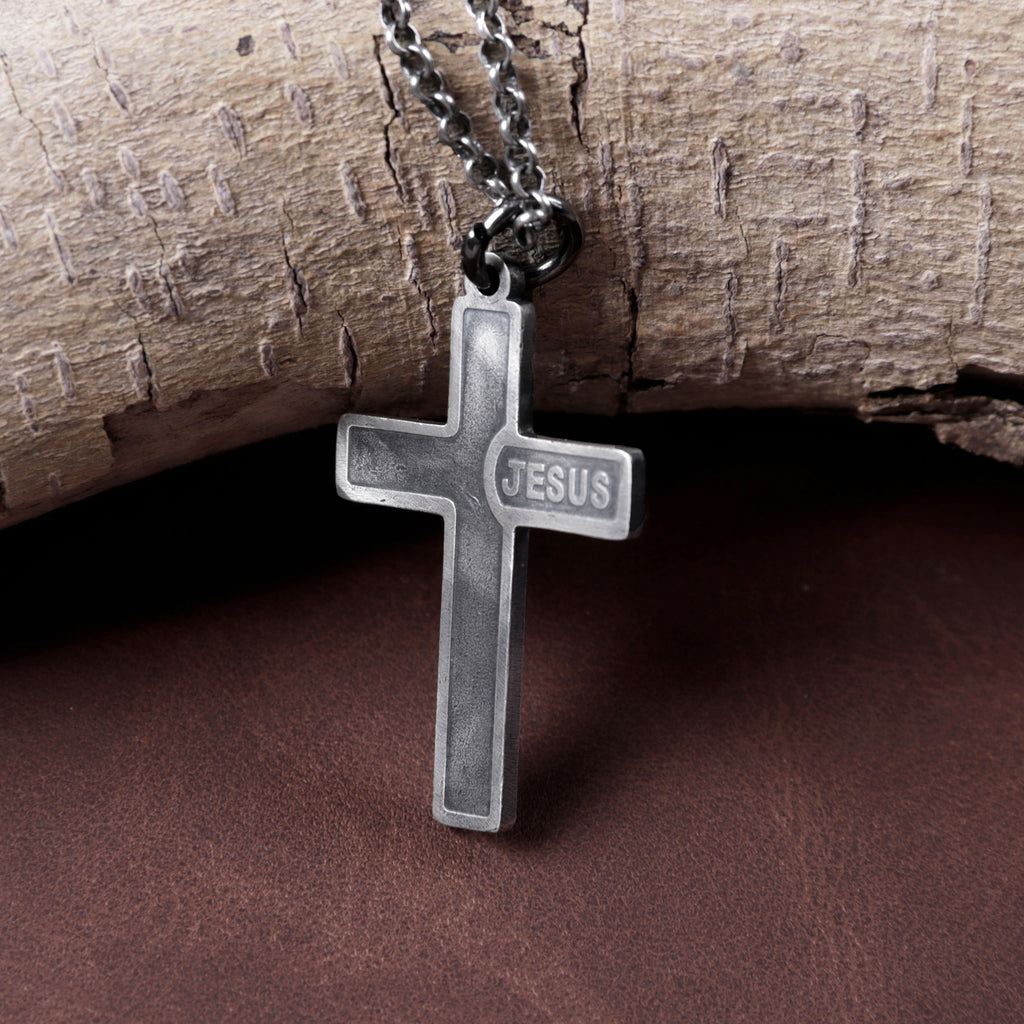 925 Sterling Silver Jesus Name Cross Durable Custom Engravable Pendant Necklace