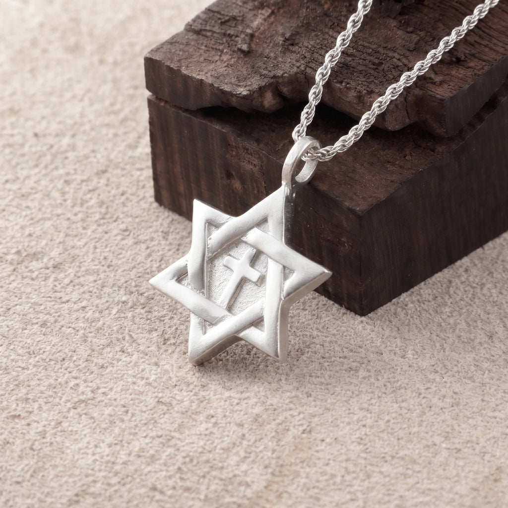 925 Sterling Silver Star of David Cross Durable Custom Engravable Necklace