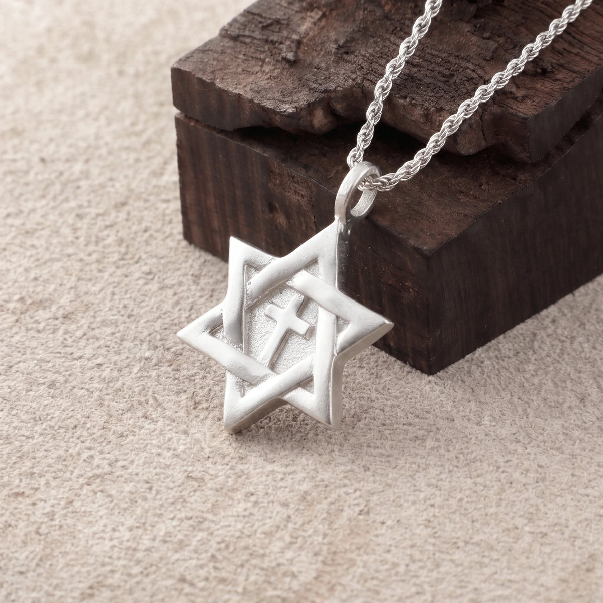 925 Sterling Silver Star of David Cross Durable Custom Engravable Necklace