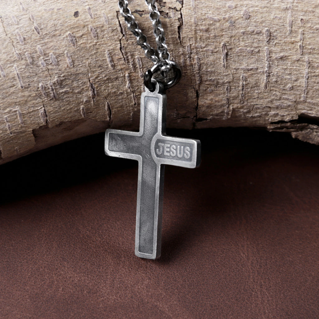 925 Sterling Silver Jesus Name Cross Durable Custom Engravable Pendant Necklace