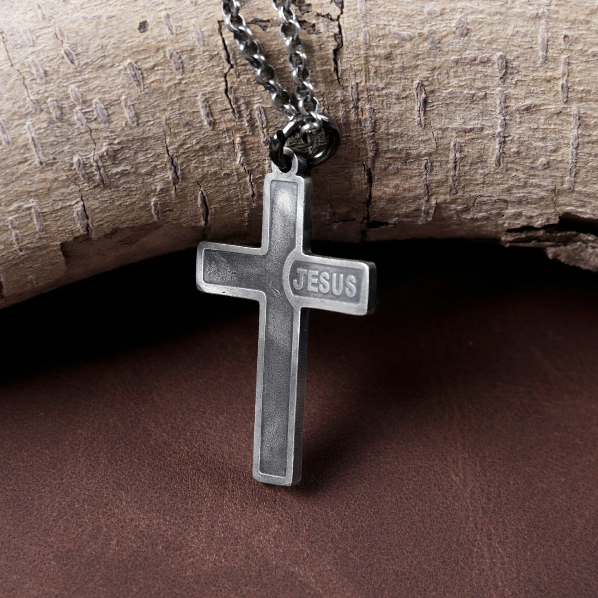 925 Sterling Silver Jesus Name Cross Durable Custom Engravable Pendant Necklace