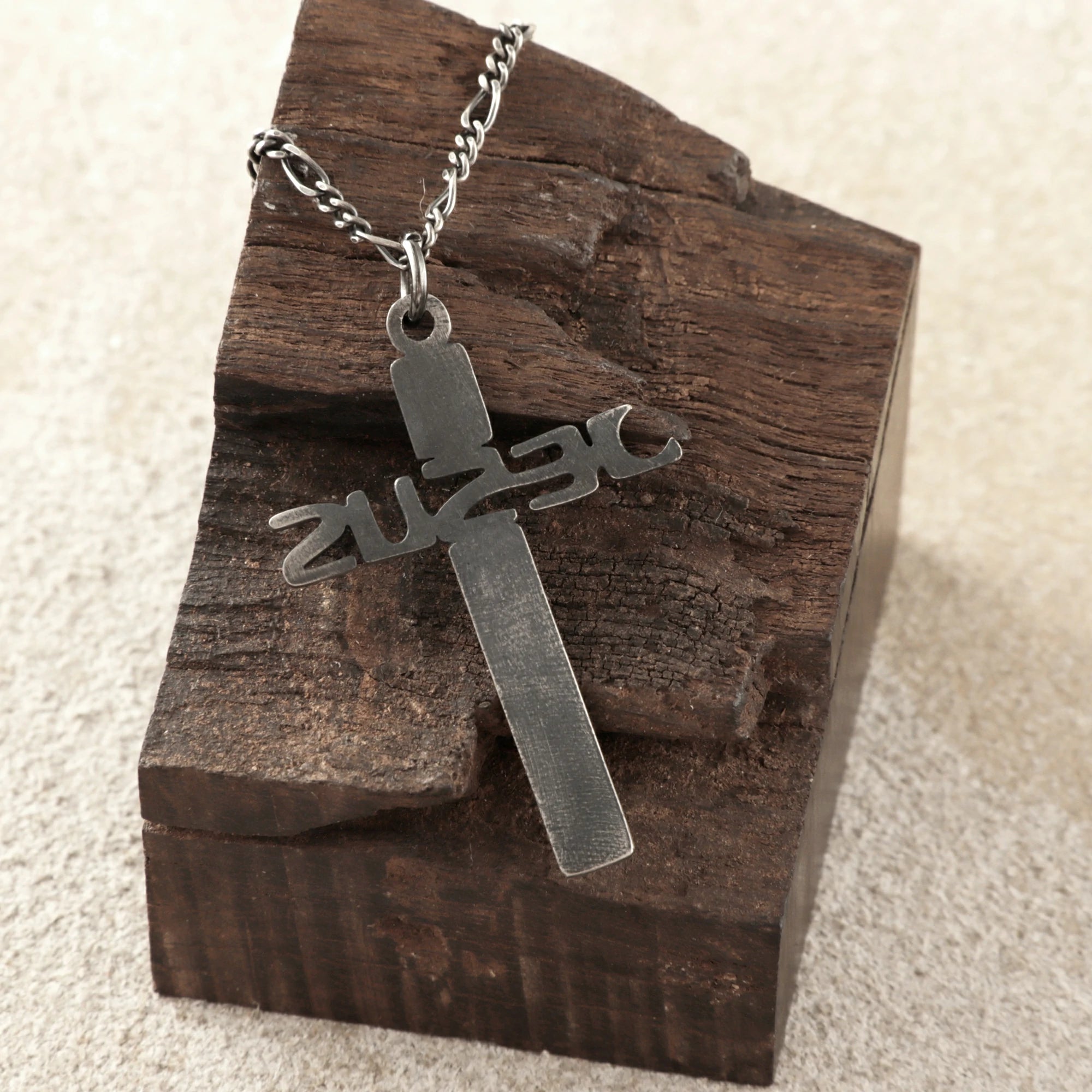 925 Sterling Silver Jesus Name Cross Durable Engravable Sacred Pendant Necklace
