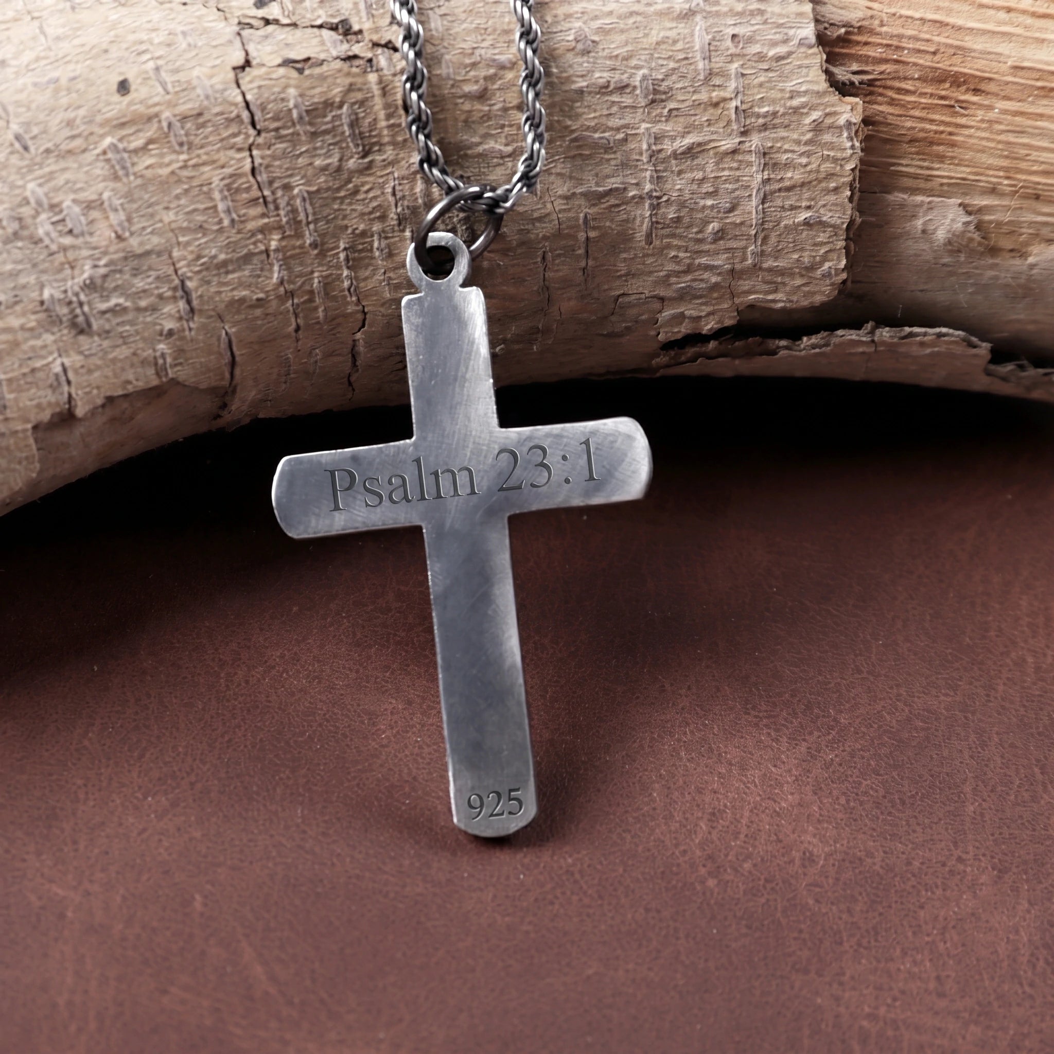925 Sterling Silver Sunburst Cross Durable Custom Engravable Pendant Necklace