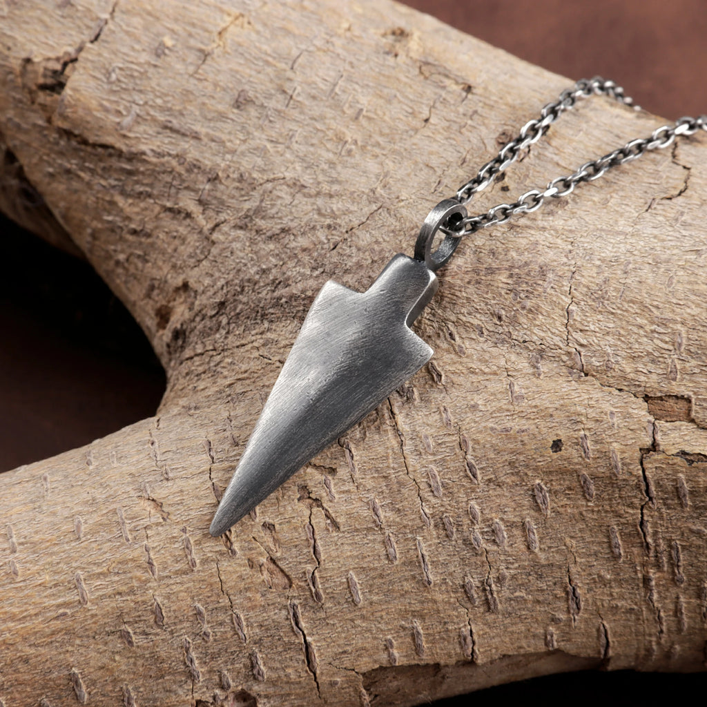 Personalized 925 Sterling Silver Arrowhead Pendant Necklace for Men, Engraved Gift