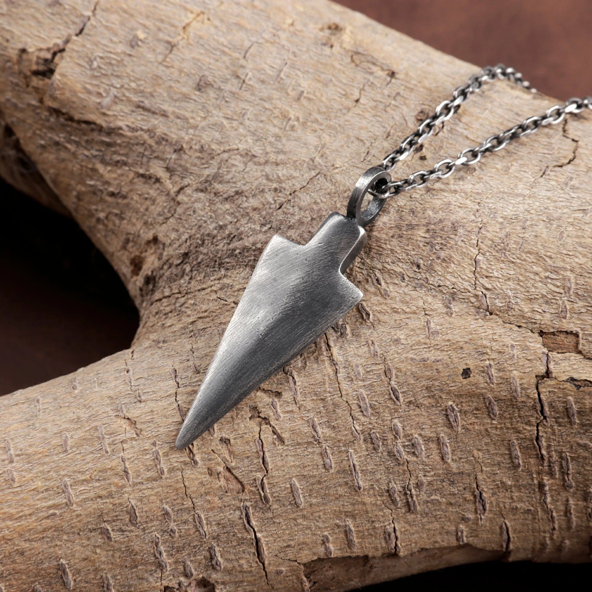 Personalized 925 Sterling Silver Arrowhead Pendant Necklace for Men, Engraved Gift