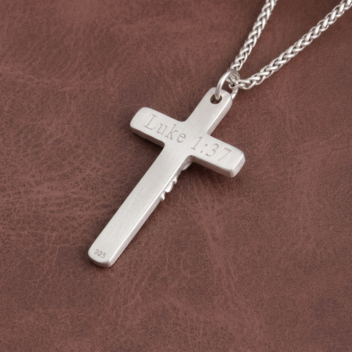 925 Sterling Silver Engravable Crucifix Pendant Bearing Christ Sacrifice In Divine Light