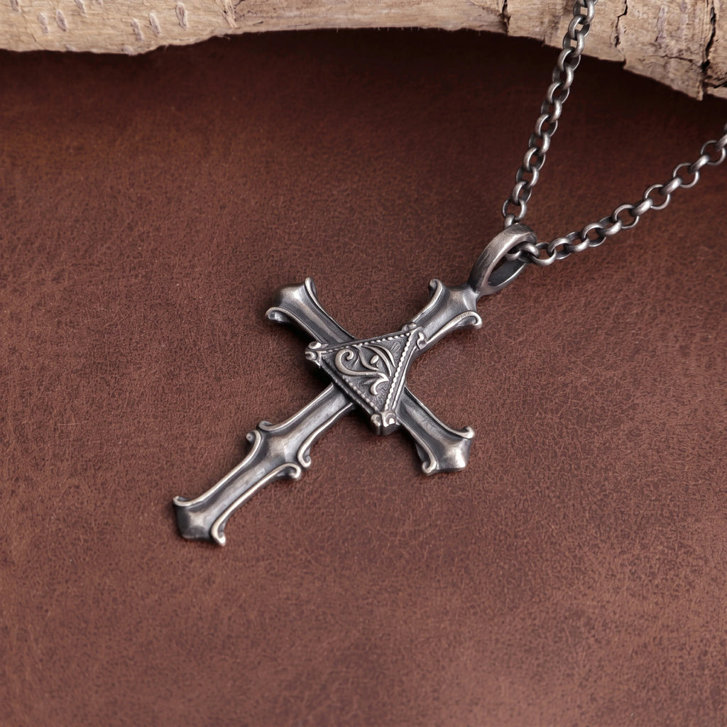 925 Sterling Silver Engravable All Seeing Eye Cross Pendant Guided By Divine Providence