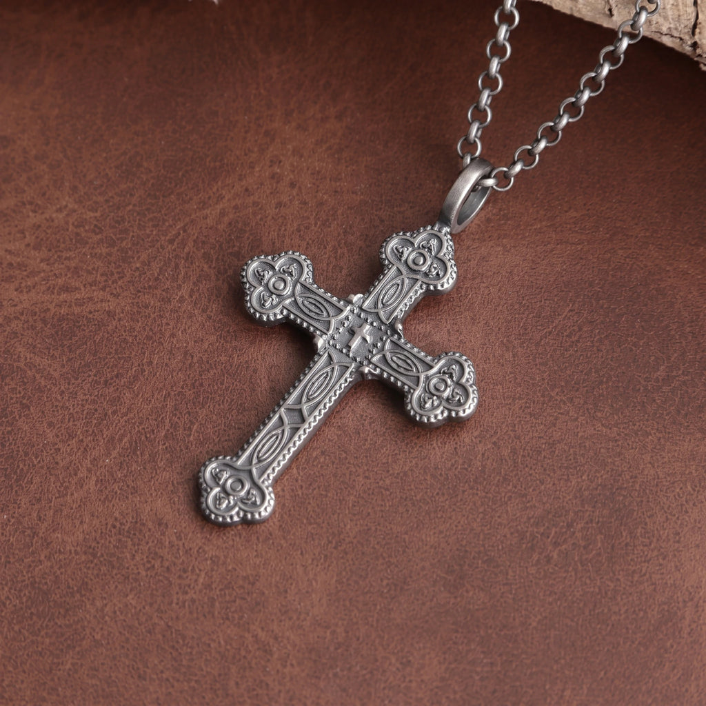 925 Sterling Silver Engravable Celtic Cross Pendant Honoring Eternal Holy Trinity Grace