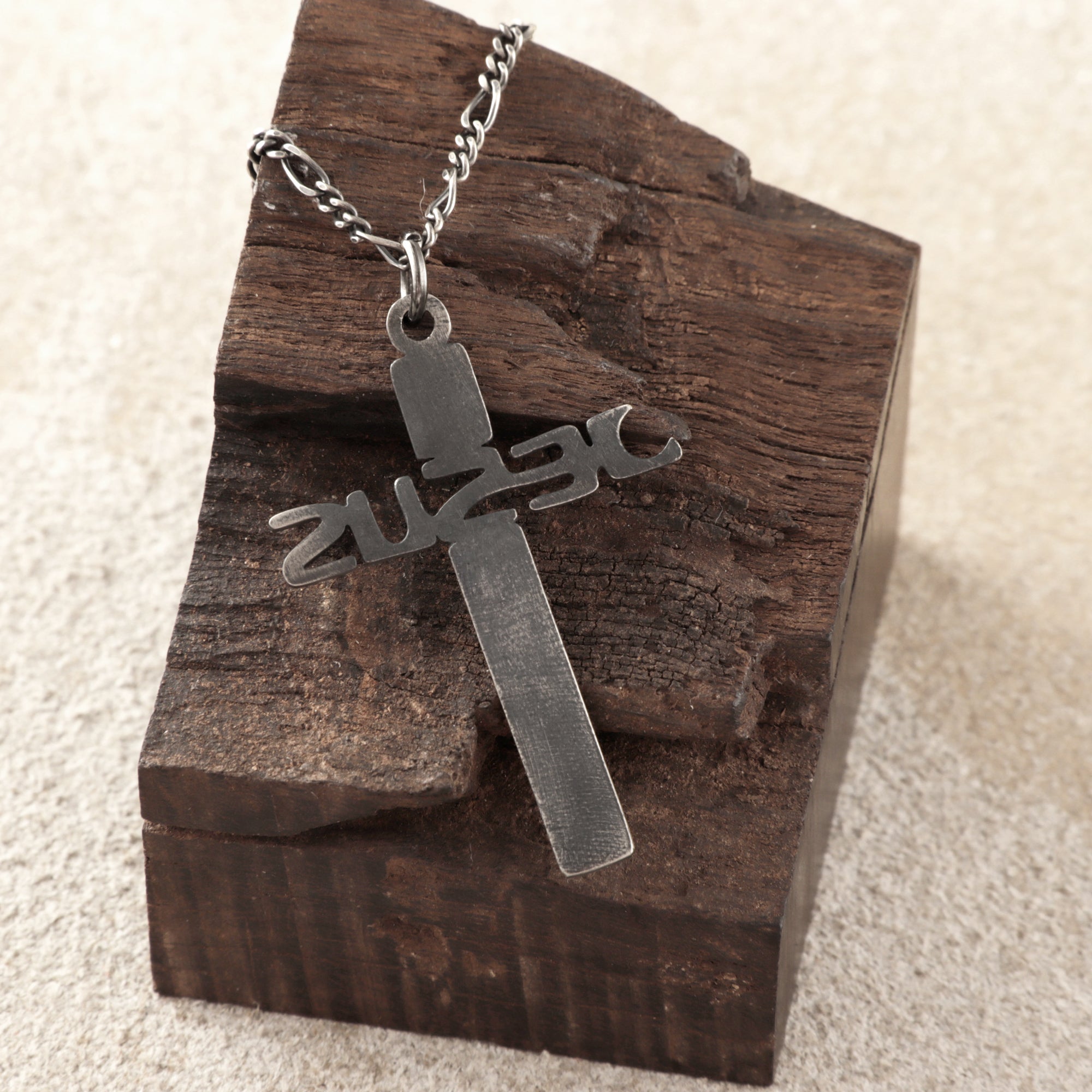 925 Sterling Silver Jesus Name Cross Durable Engravable Sacred Pendant Necklace