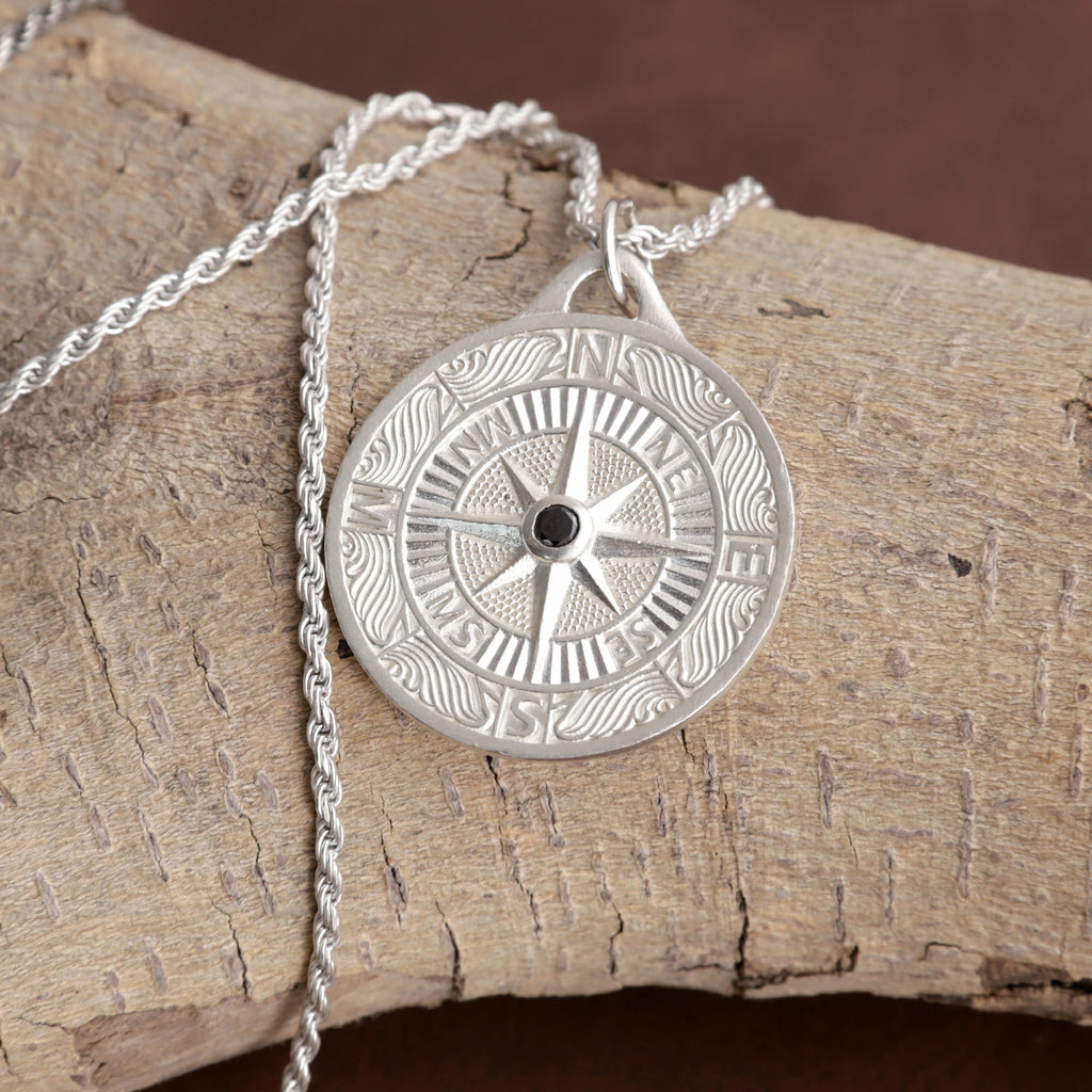 925 Sterling Silver Engravable Compass Pendant Guiding Your Journey In Timeless Style