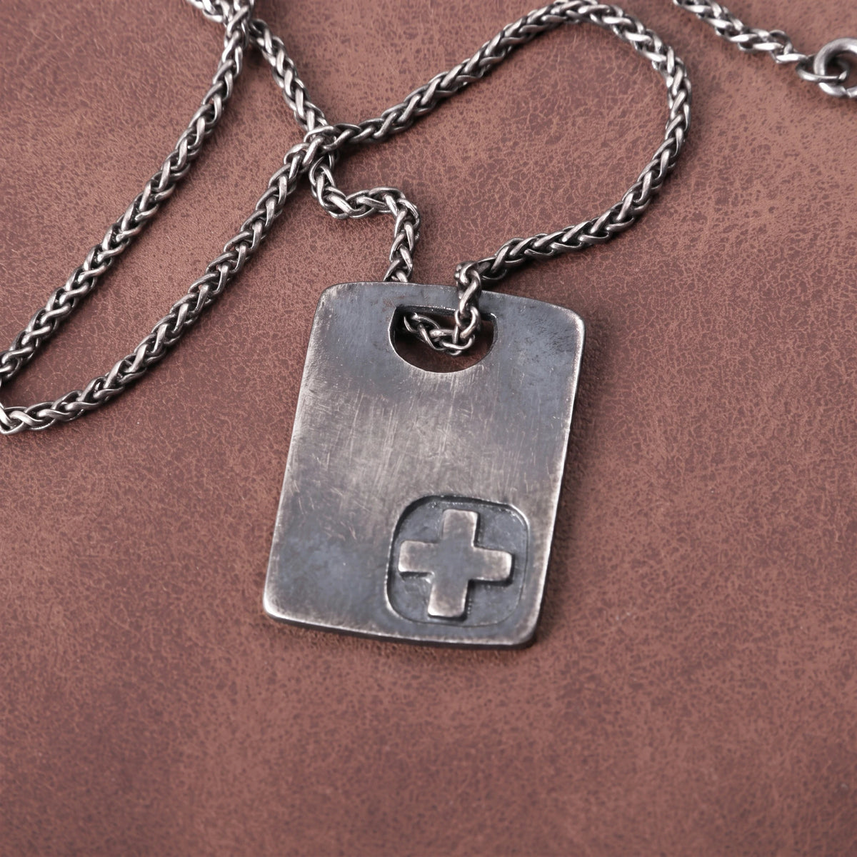 925 Sterling Silver Engravable Military Tag Cross Pendant Bound In Divine Protection