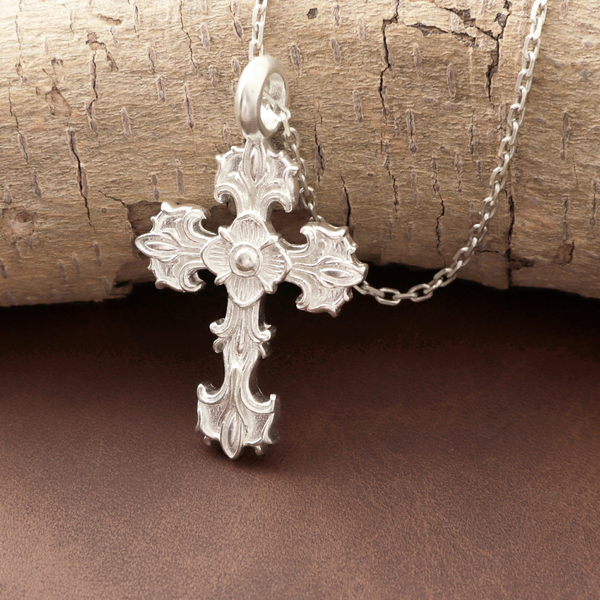 Custom 925 Sterling Silver Baroque Floral Cross Pendant for Sacred Grace & Eternal Faith