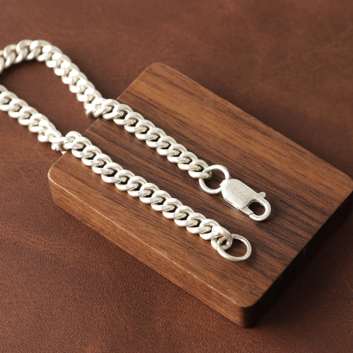 Custom Engraved Silver Anklet 925 Sterling Curb Chain Beach Wedding Gift