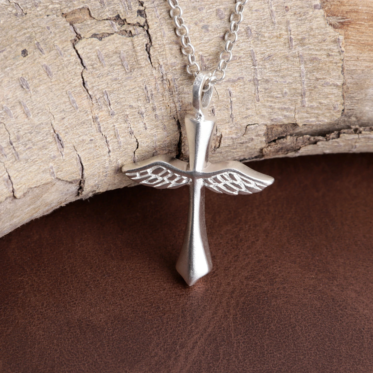 Custom 925 Sterling Silver Angel Wings Cross Pendant Bringing Holy Protection And Grace