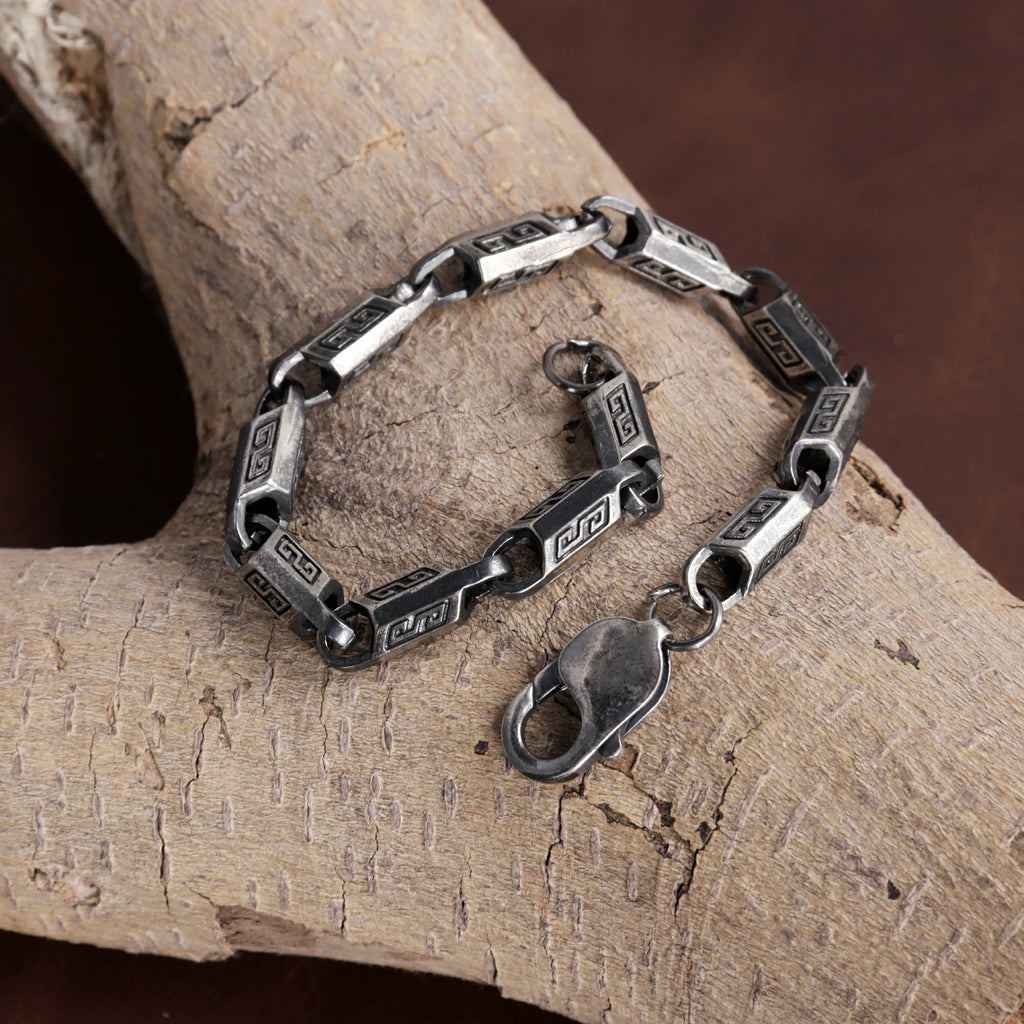 Custom 925 Sterling Silver Engraved Link Bracelet for Timeless Style and Personal Identity