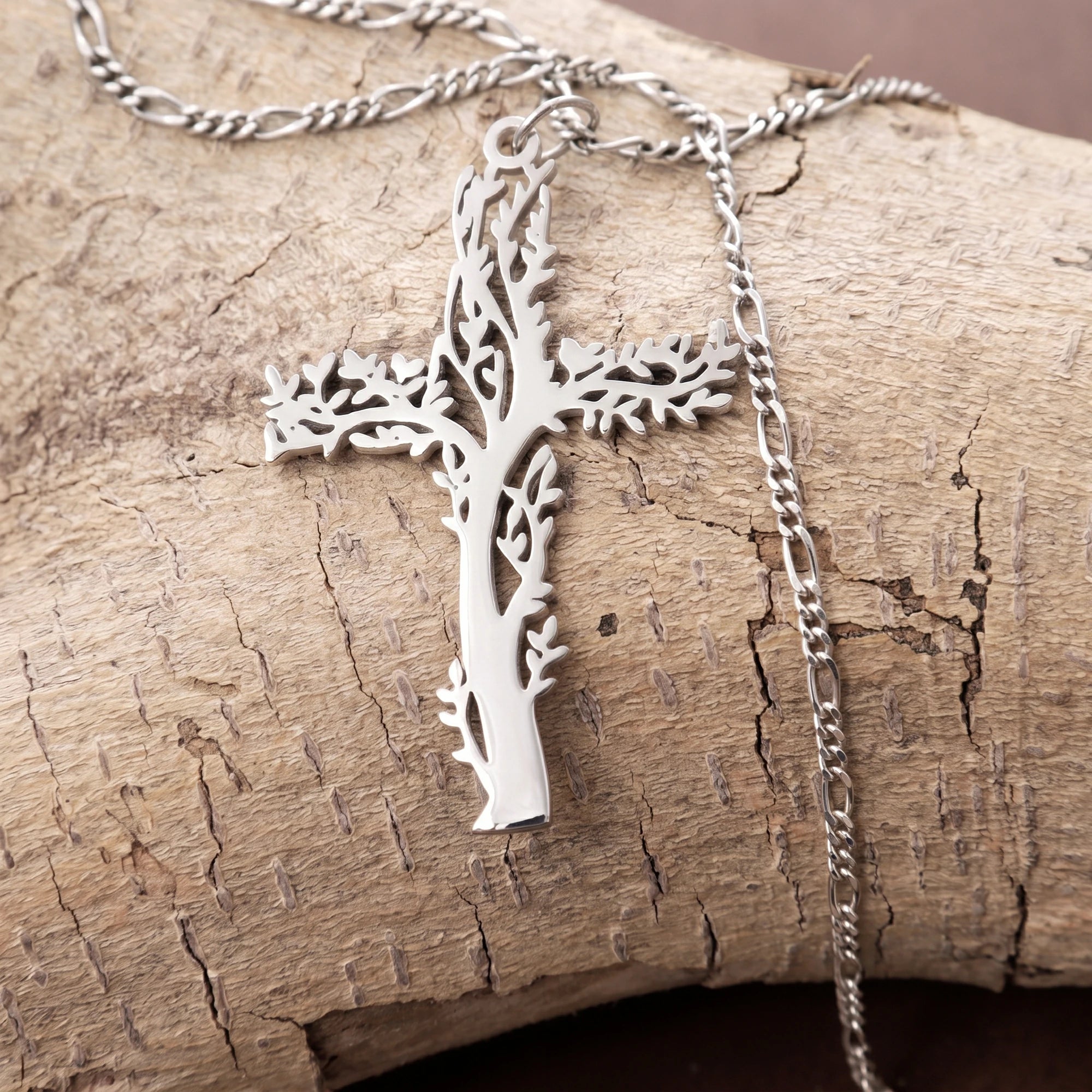 925 Sterling Silver Tree of Life Cross Pendant Offering Renewal and Eternal Life
