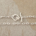 925 Sterling Silver Floral Branch Toggle Clasp Durable Link Chain Bracelet