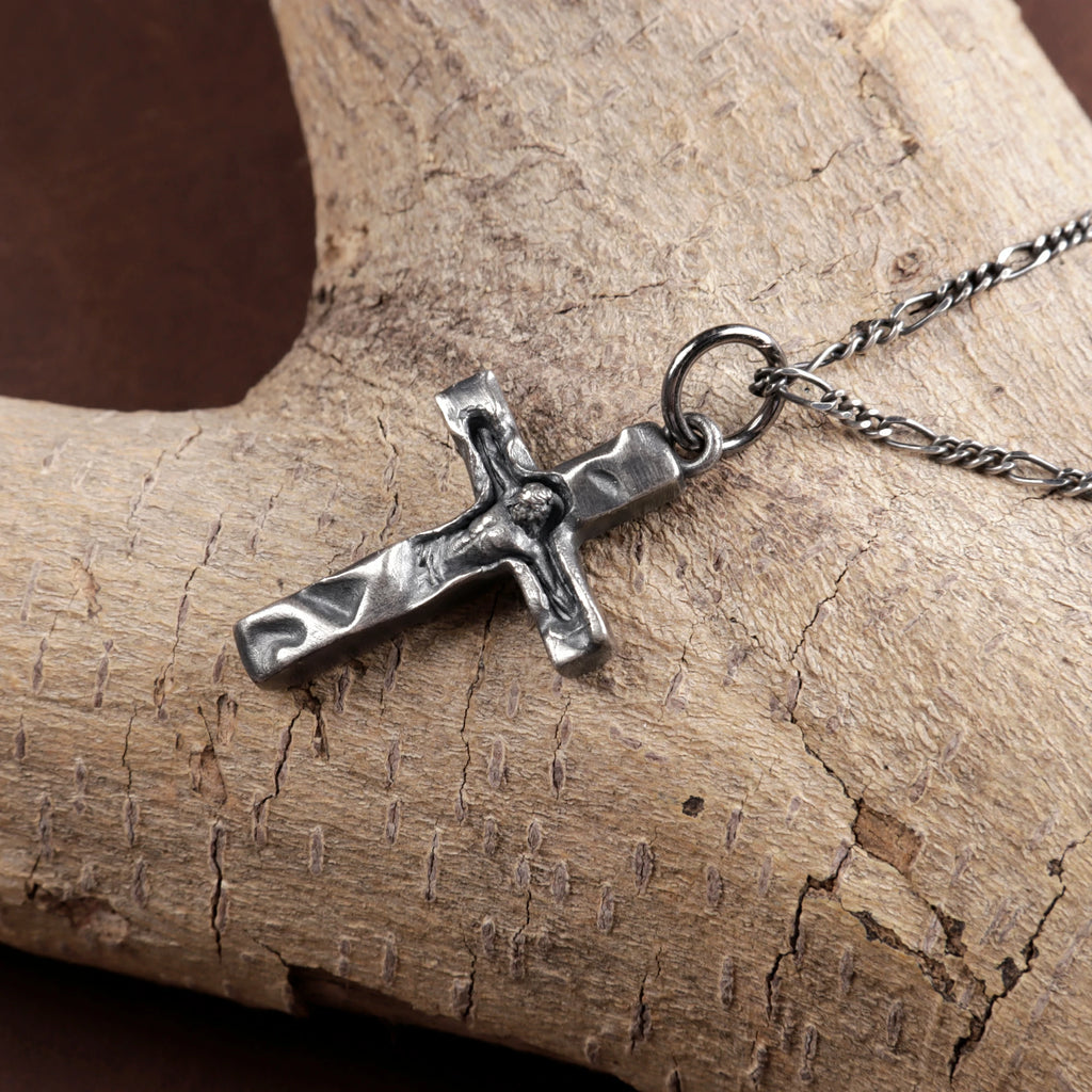 Solid 925 Sterling Silver Inset Crucifix Sacred Heirloom Protection Gift for Him Her