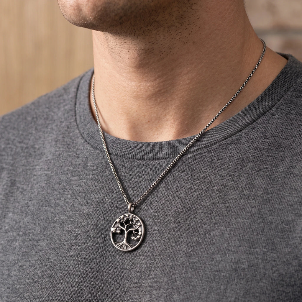Solid 925 Sterling Silver Tree of Life Pendant Necklace for Strength & Vitality