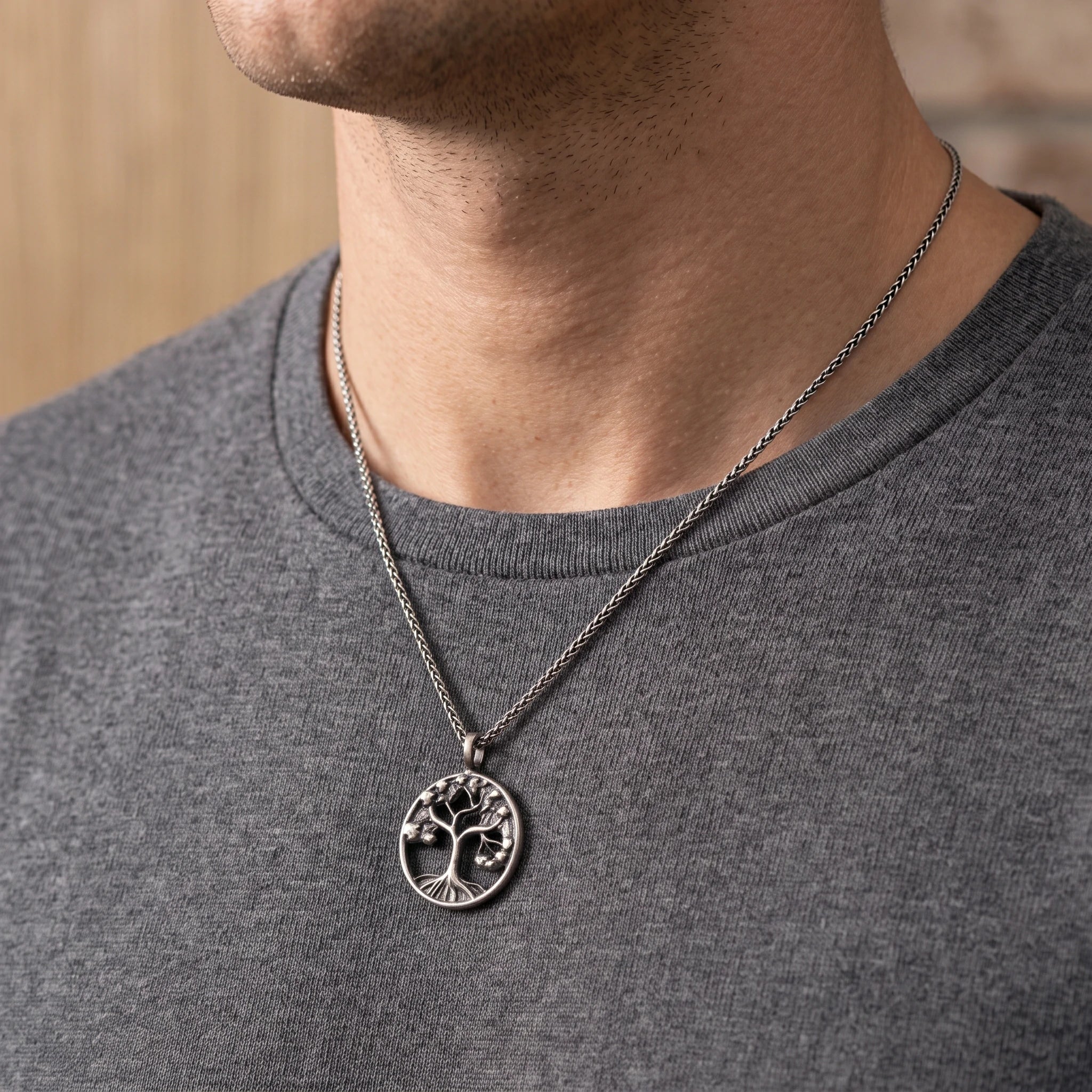 Solid 925 Sterling Silver Tree of Life Pendant Necklace for Strength & Vitality