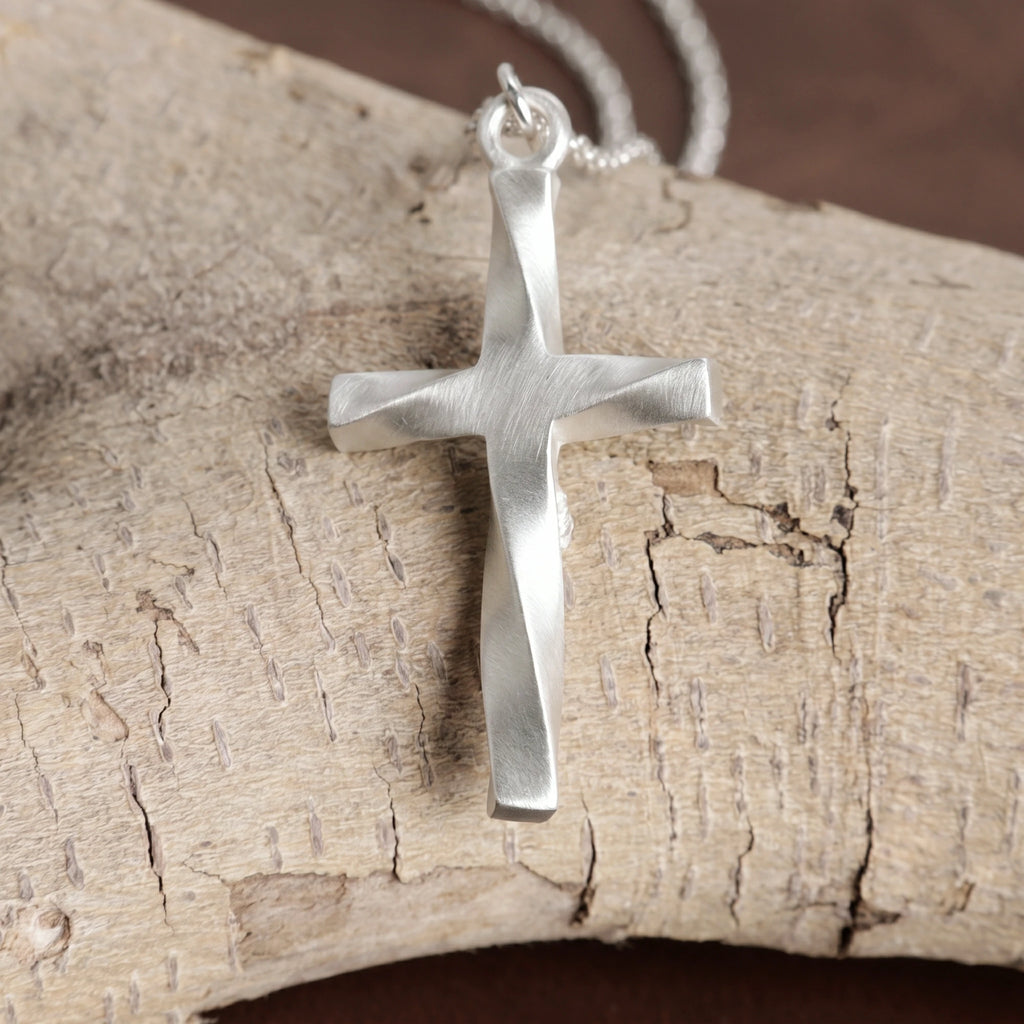 925 Sterling Silver Twisted Crucifix Pendant for Sacred Blessing & Divine Faith