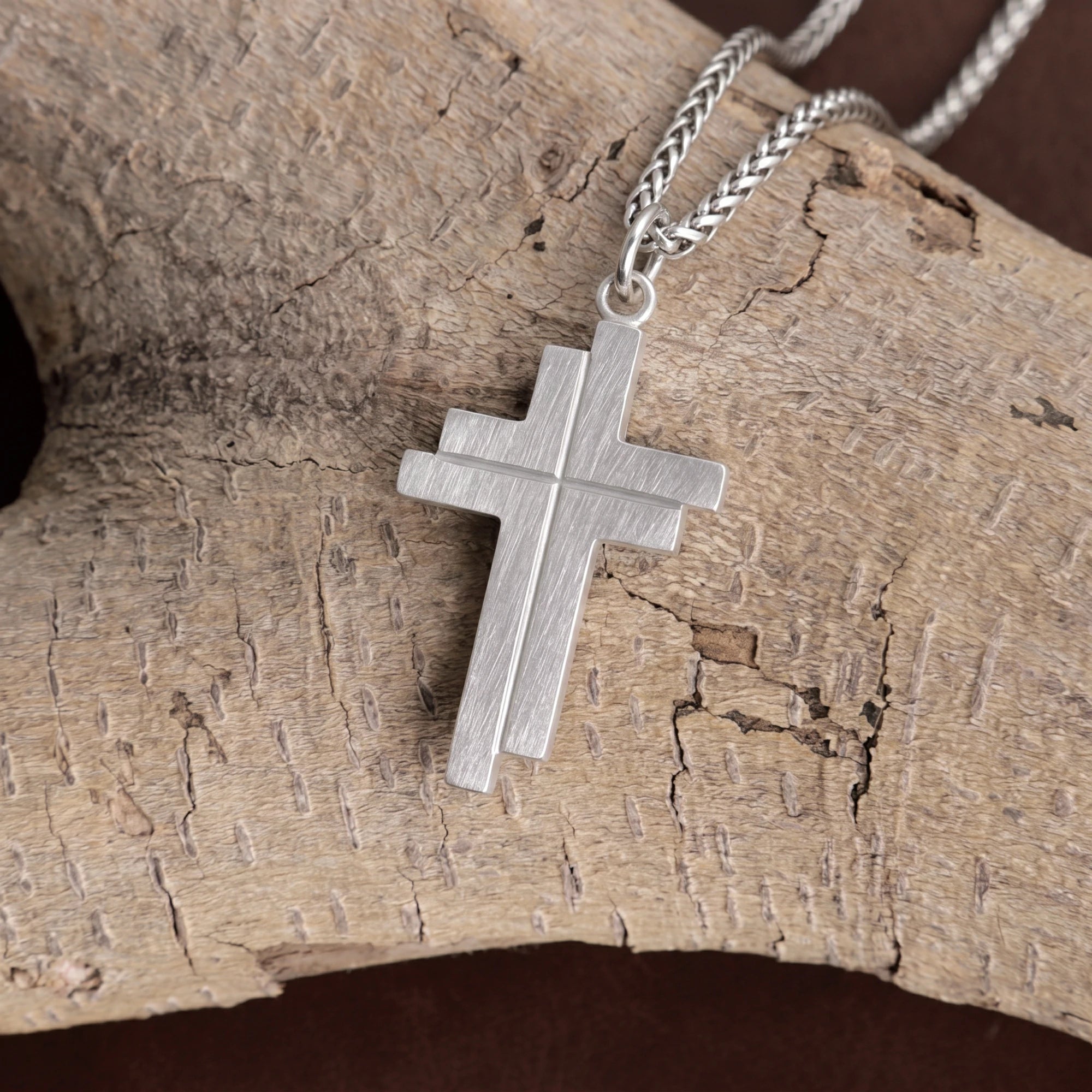 Custom 925 Sterling Silver Layered Cross Pendant for Spiritual Fortitude & Divine Light