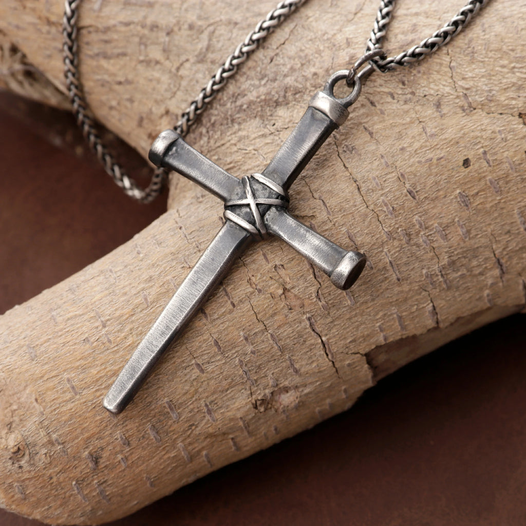 Sacred 925 Sterling Silver Wooden Beam Cross Pendant Protecting Your Faith and Soul