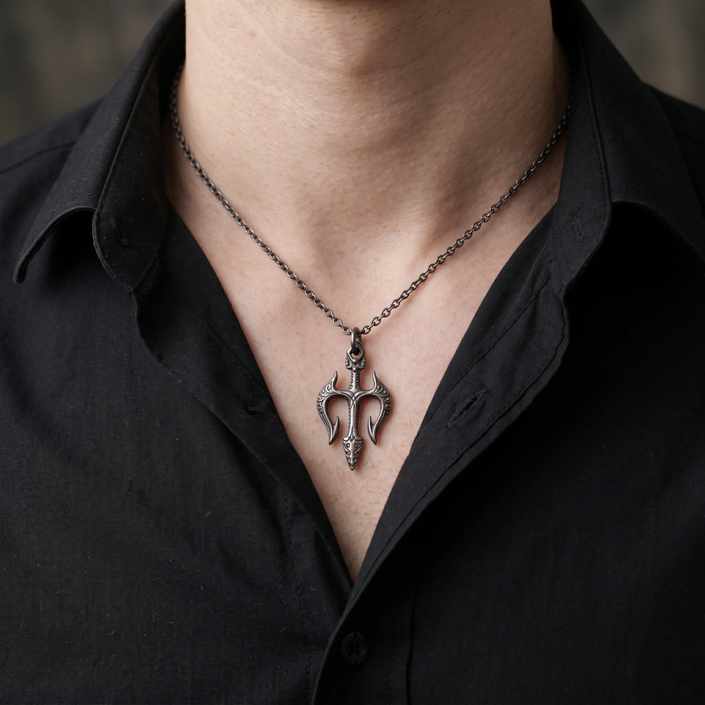 925 Sterling Silver Holy Trinity Trident Cross Pendant Shielding Your Heart In Divine Grace