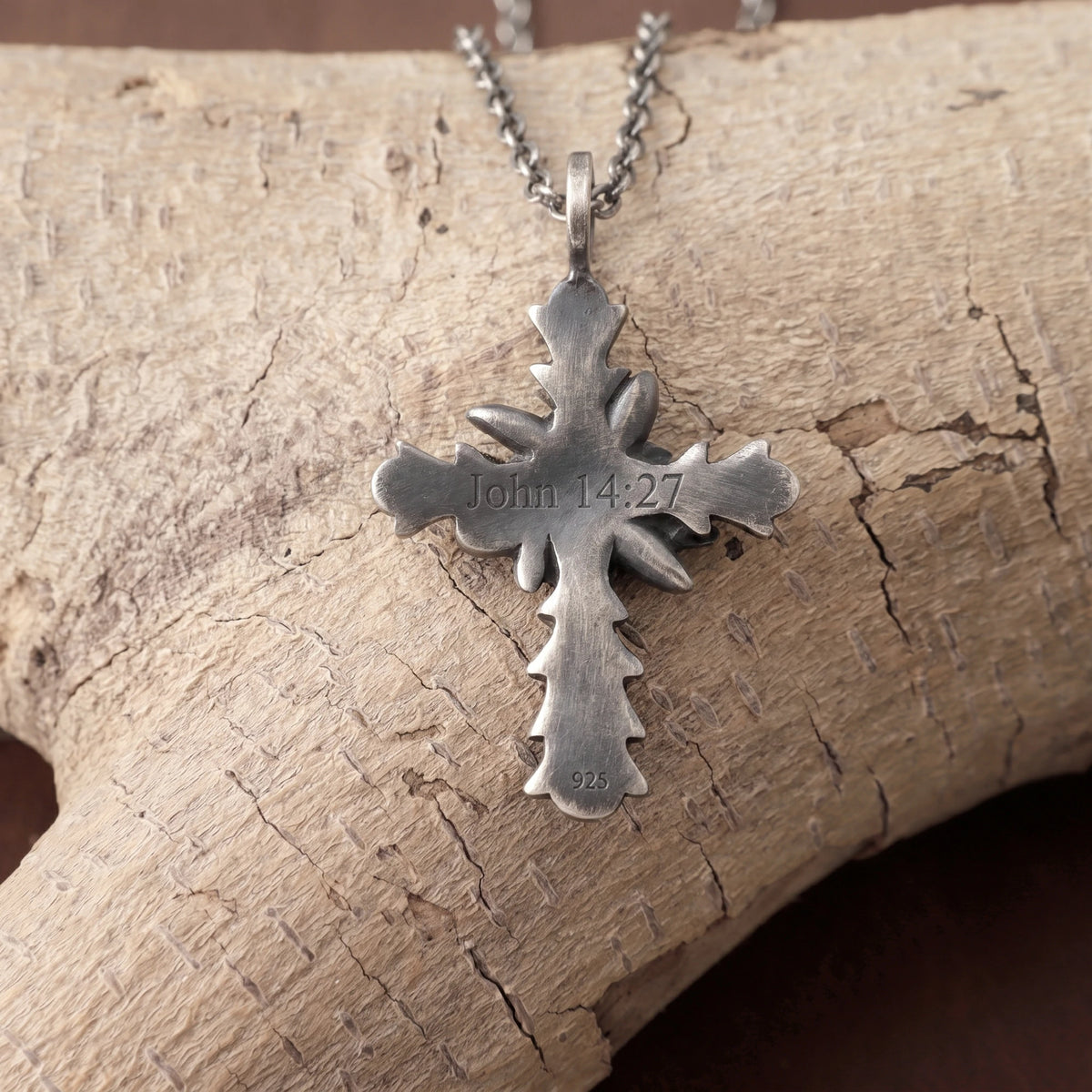 Custom 925 Sterling Silver Rose Cross Pendant Embodying Christs Pure Sacred Grace