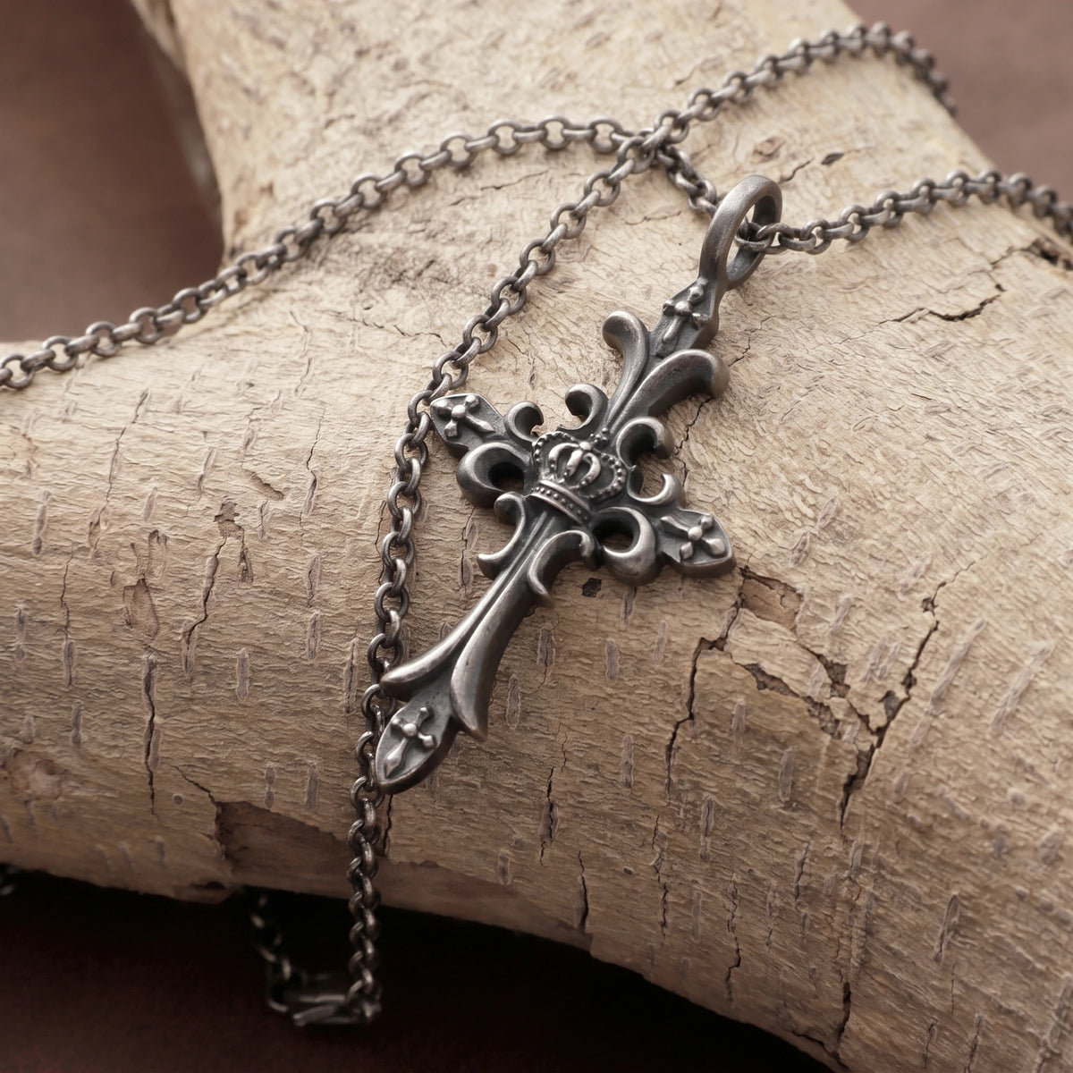 Custom 925 Sterling Silver Royal Crown Cross Pendant Exalting Christs Eternal Kingdom