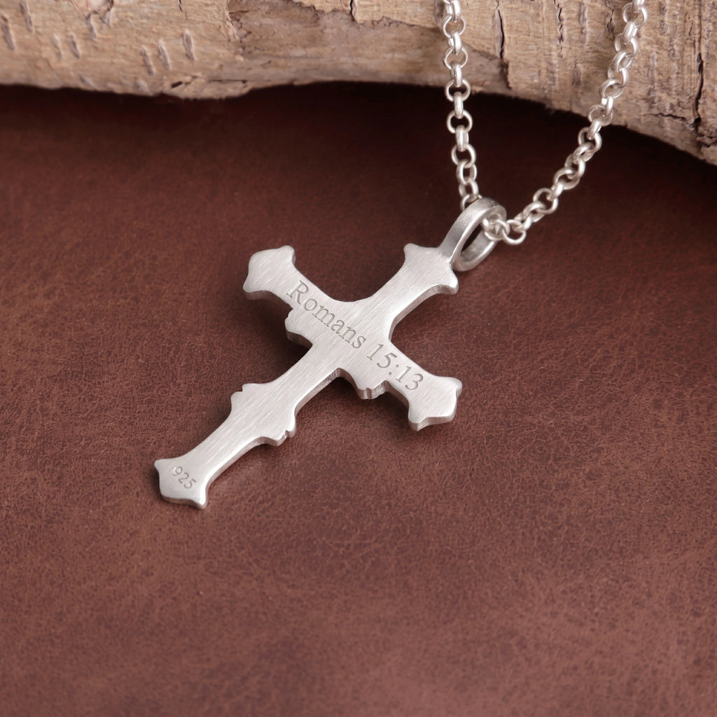 925 Sterling Silver Engravable All Seeing Eye Cross Pendant Guided By Divine Providence