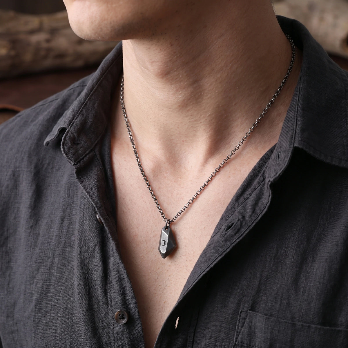 925 Sterling Silver Crescent Moon Wishing Stone Pendant Bringing Mystical Magic And Hope