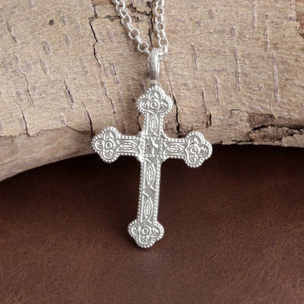 925 Sterling Silver Engravable Celtic Cross Pendant Honoring Eternal Holy Trinity Grace