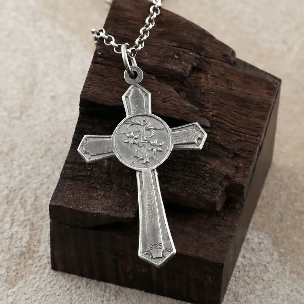 925 Sterling Silver Holy Crucifix Necklace, Sacred Jesus Cross Pendant for Faith & Protection
