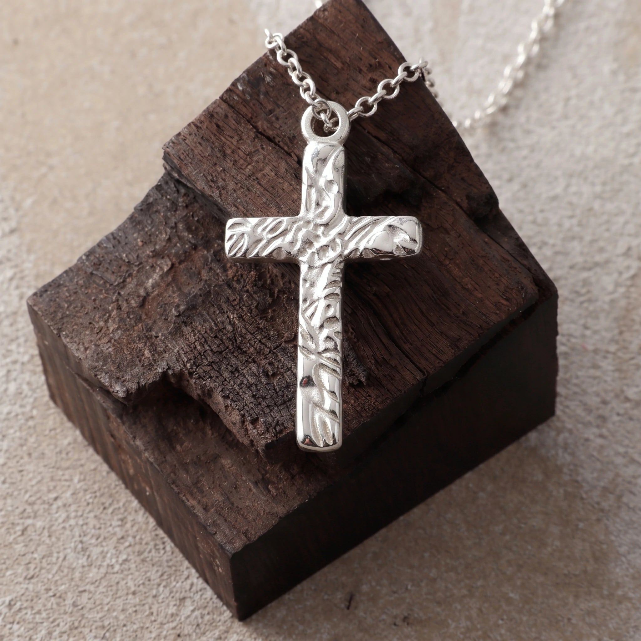 925 Sterling Silver Thorn Cross Necklace, Divine Protection Faith Pendant
