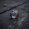 Custom Crown of Thorns Solid 925 Sterling Silver Ring, Engraved Gothic Thorn Band, Faith Gift