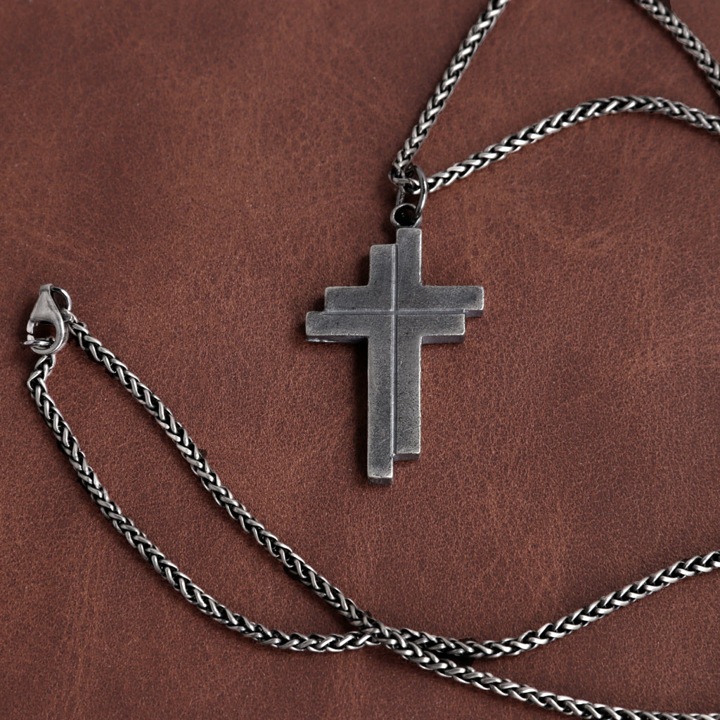 Custom 925 Sterling Silver Layered Cross Pendant for Spiritual Fortitude & Divine Light