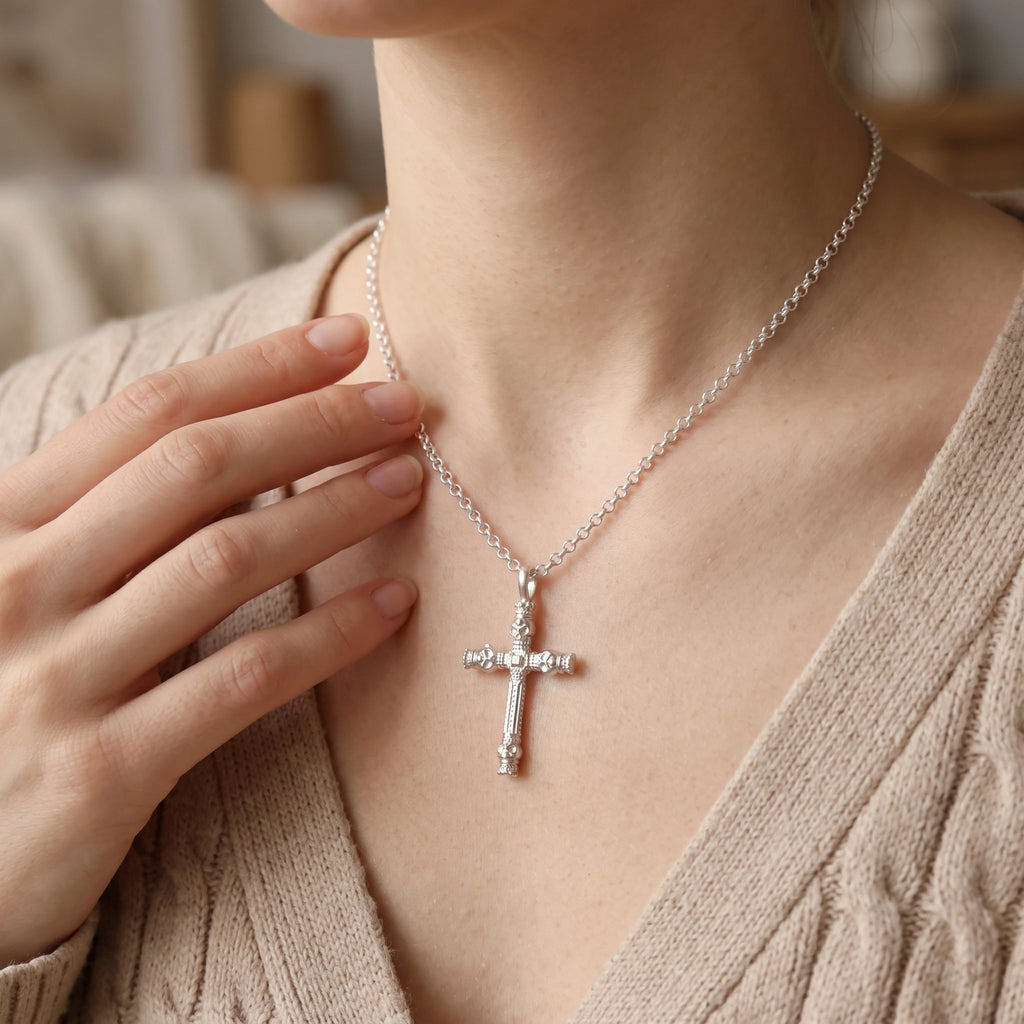 925 Sterling Silver Four Skull Cross Pendant Proclaiming Christ Victory Over Death