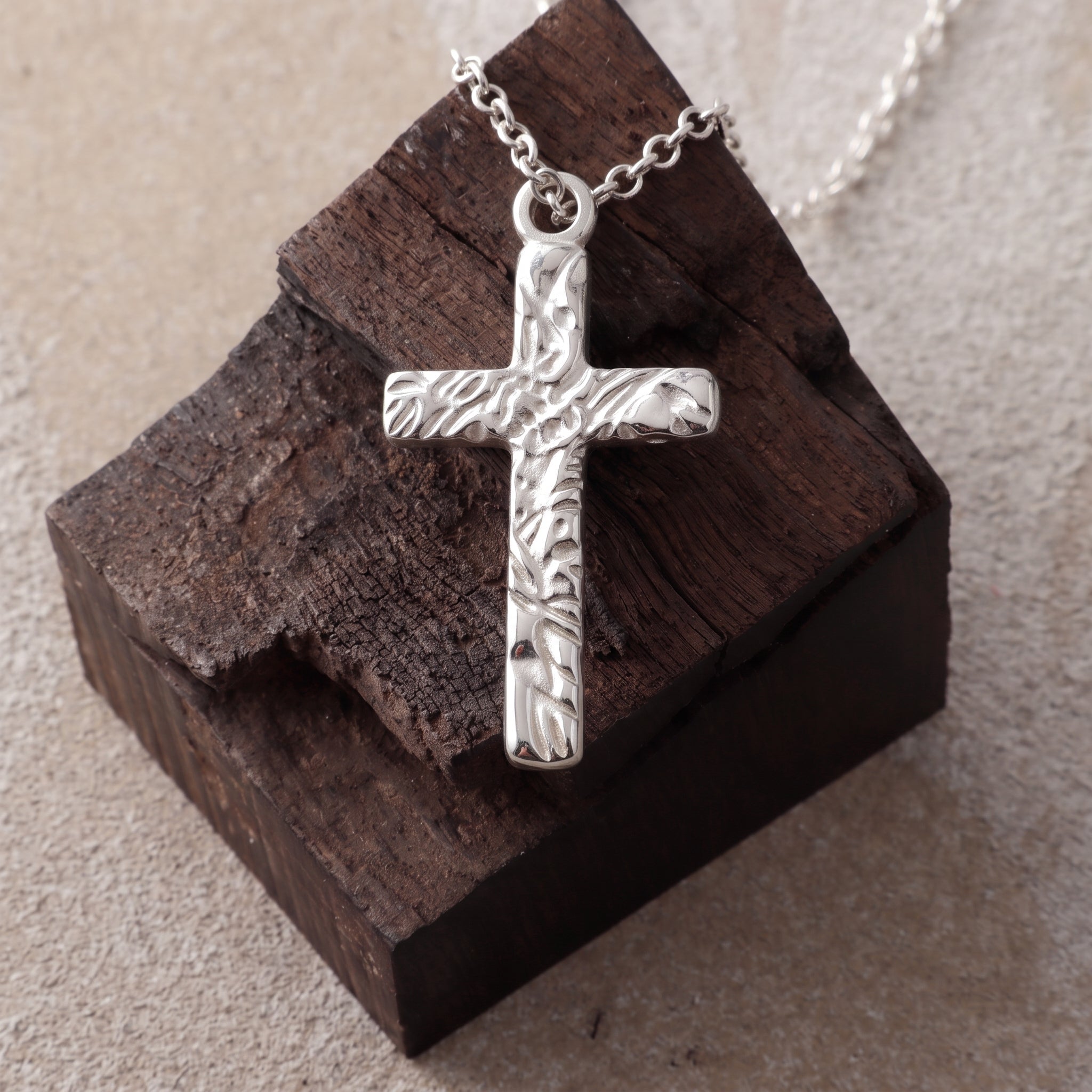 925 Sterling Silver Thorn Cross Necklace, Divine Protection Faith Pendant