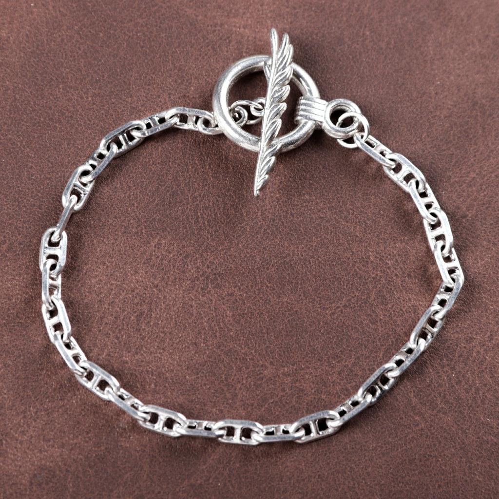 925 Sterling Silver Feather Clasp Anchor Chain Durable Bracelet Gift for Women