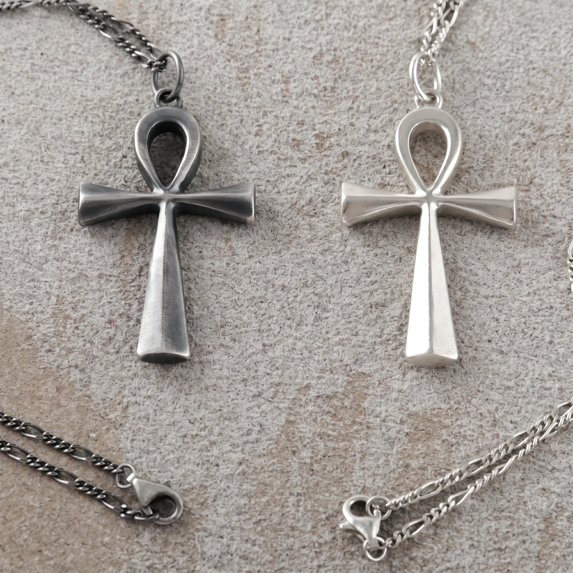 925 Sterling Silver Beveled Ankh Holy Cross Durable Faith Pendant Necklace