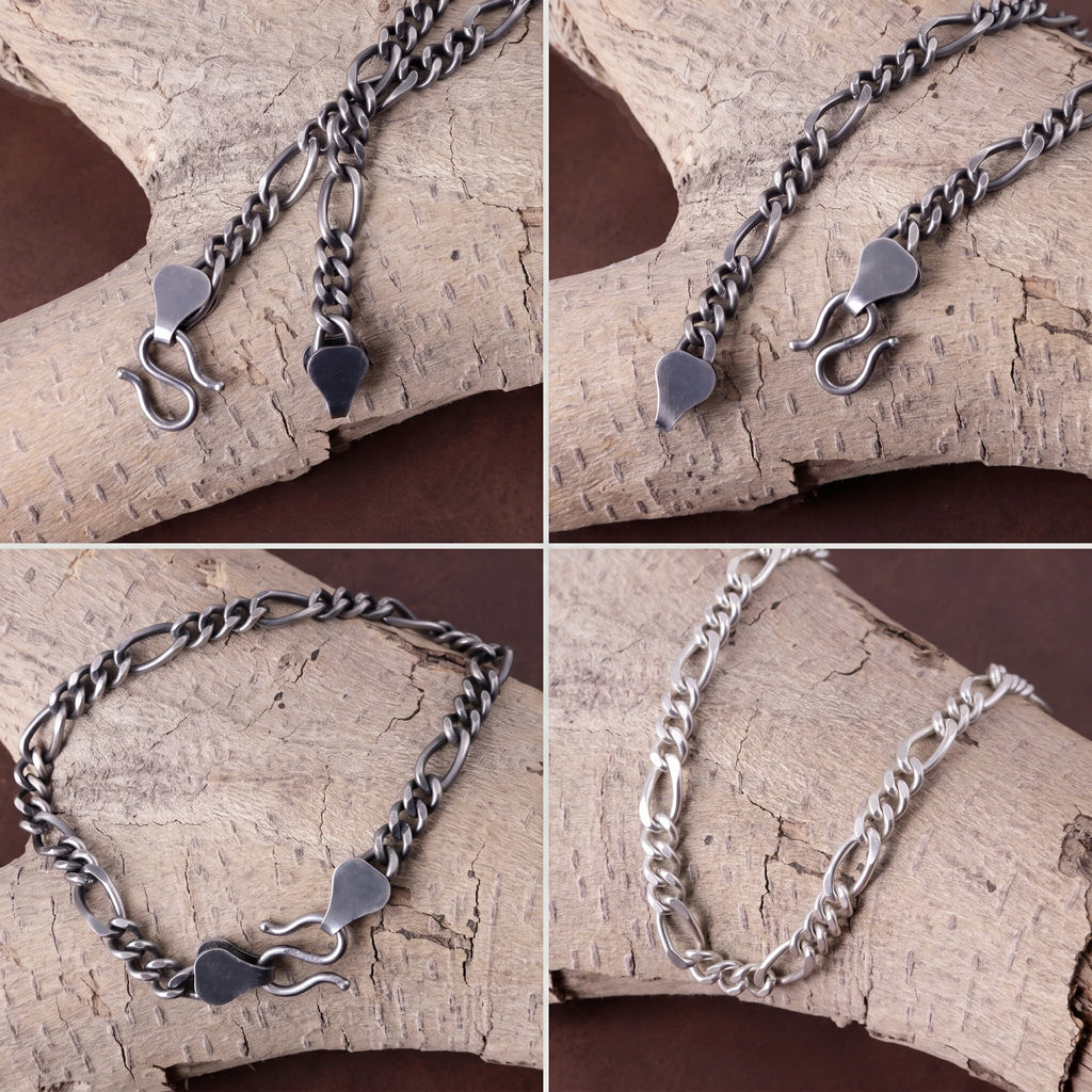 925 Sterling Silver Figaro Chain Bracelet Delivering Effortless Modern Balance