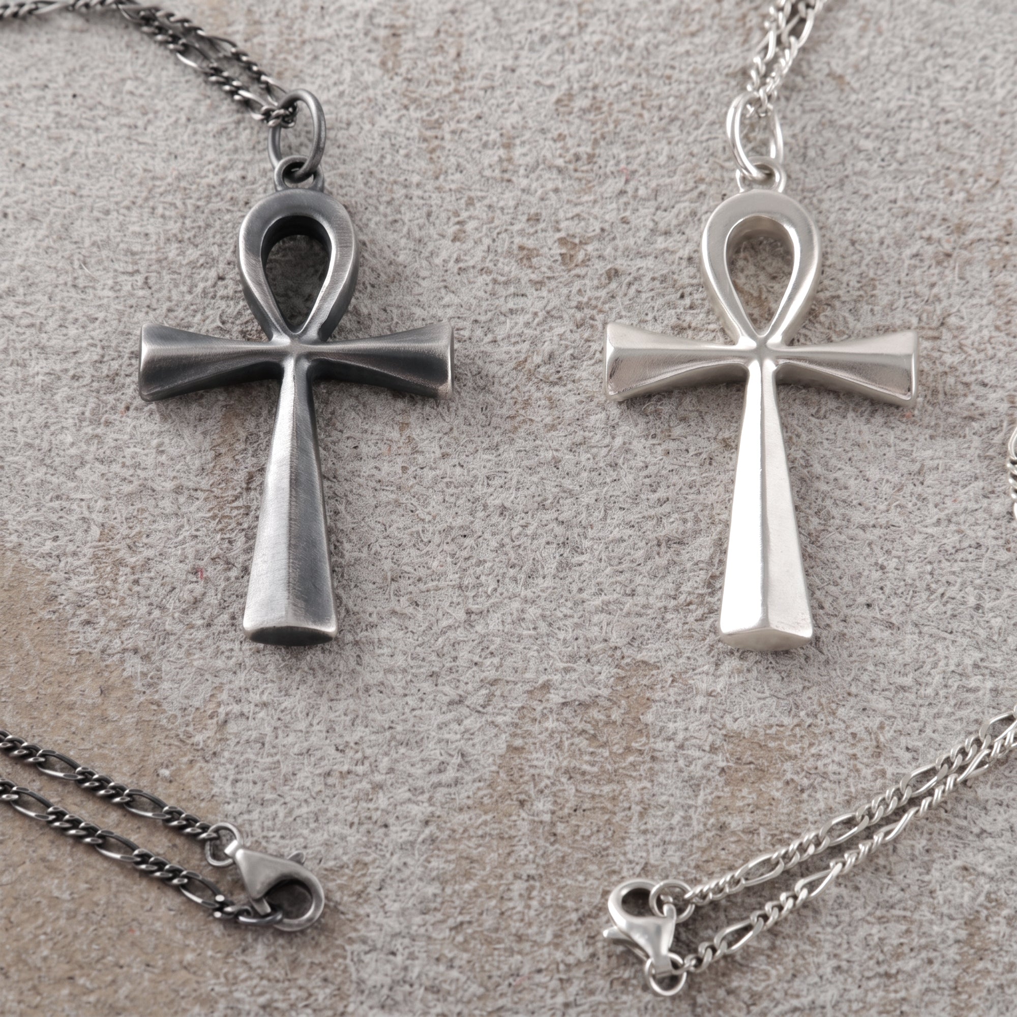 925 Sterling Silver Beveled Ankh Holy Cross Durable Faith Pendant Necklace