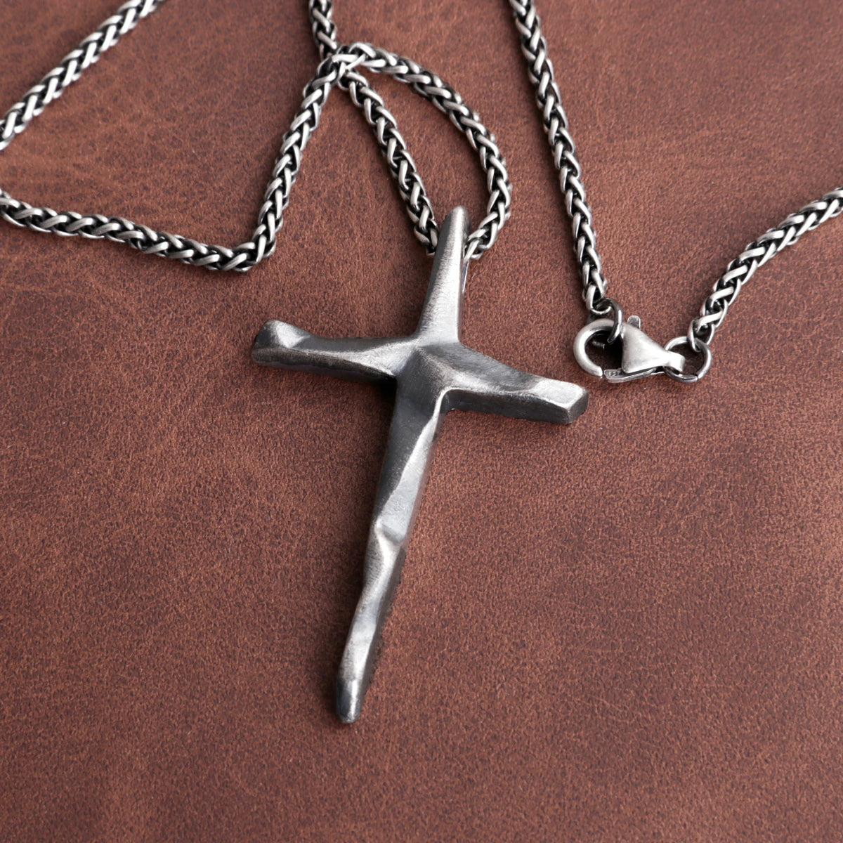 925 Sterling Silver Engravable Beveled Cross Pendant Blessed In Heavenly Salvation