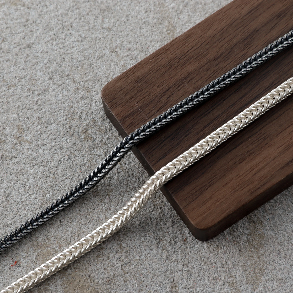 Men's 925 Sterling Silver Foxtail Chain Necklace with Mobius Clasp