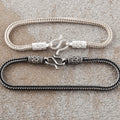 925 Sterling Silver Square Foxtail Chain Durable Vintage Statement Bracelet