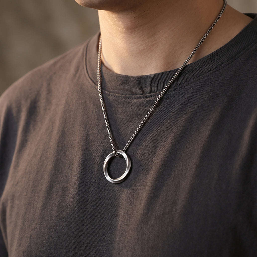 925 Sterling Silver Twisted Mobius Circle Pendant Delivering Minimalist Modern Flow