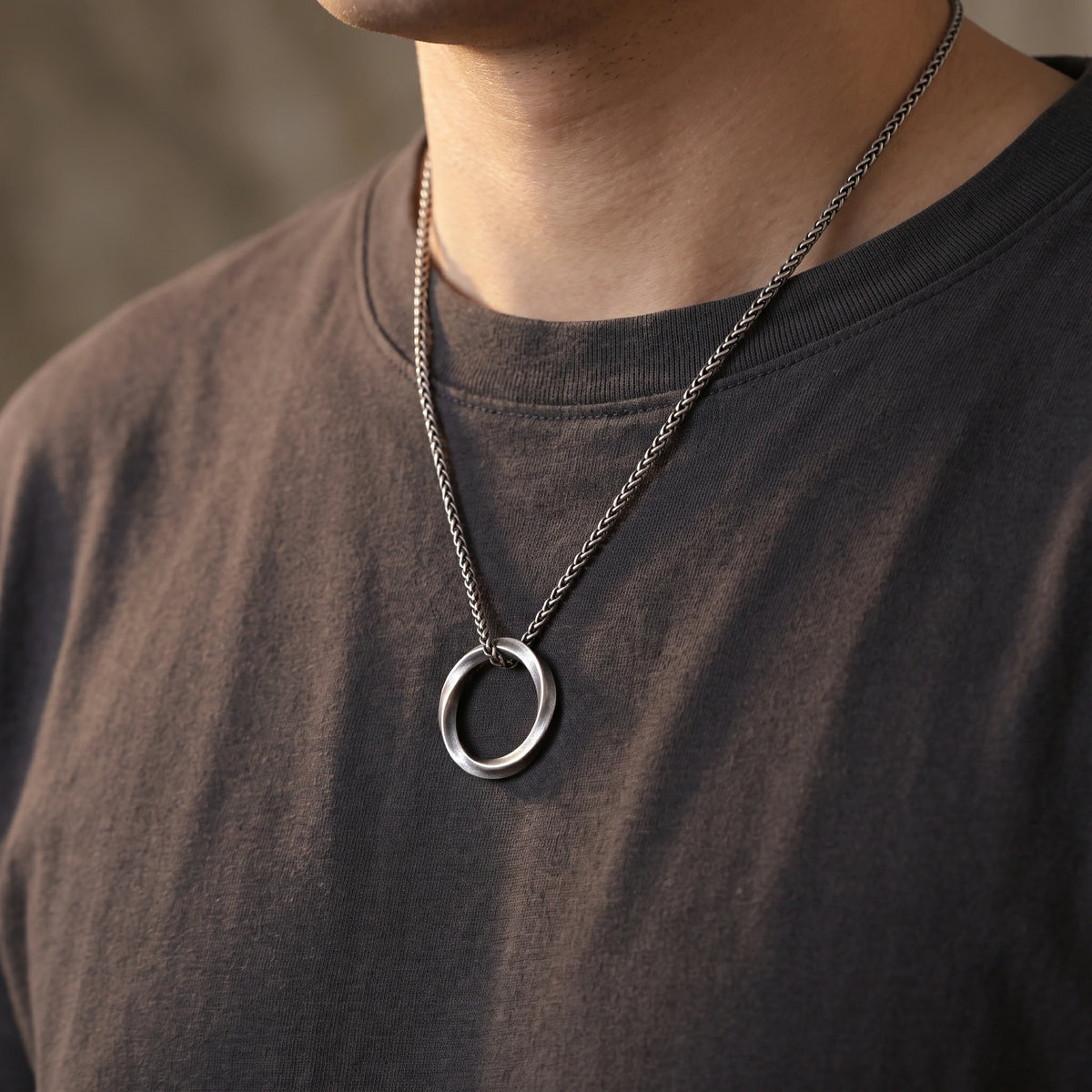 925 Sterling Silver Twisted Mobius Circle Pendant Delivering Minimalist Modern Flow