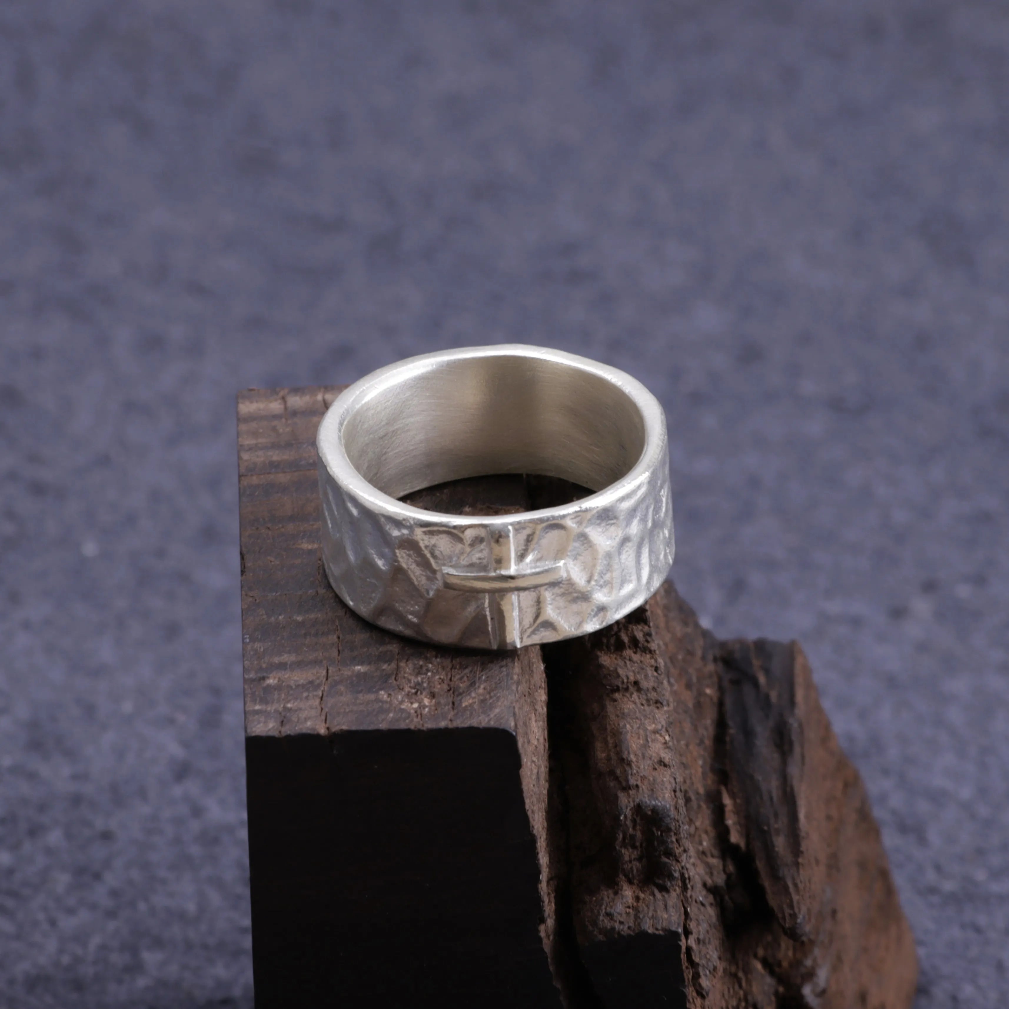 925 Sterling Silver Hammered Cross Matching Couple Rings, Custom Engraved Textured Wedding Bands for Him & Her, Promise Ring