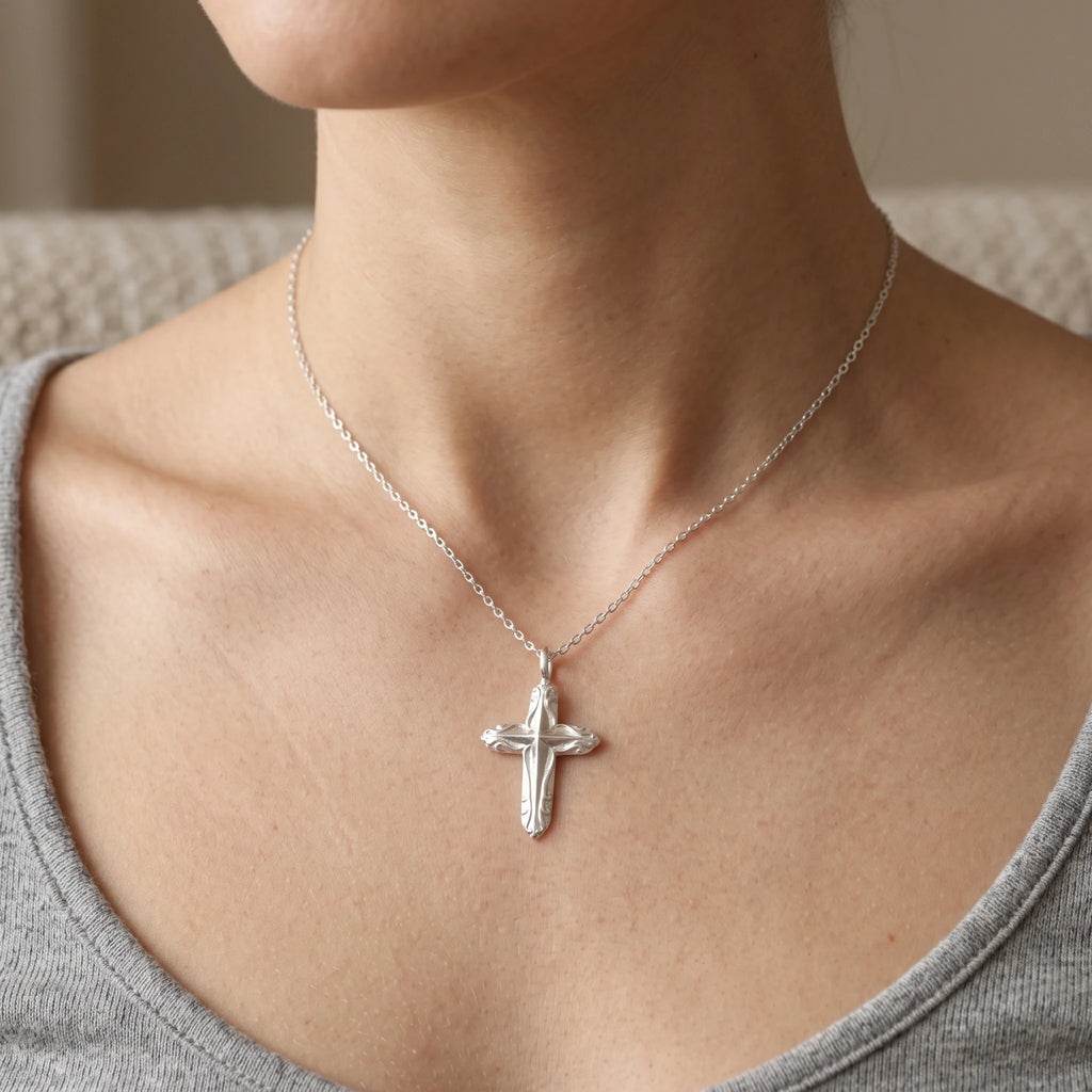 925 Sterling Silver Radiant Starburst Cross Pendant for Divine Light and Holy Grace